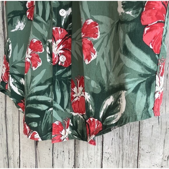 Abercrombie & Fitch Mens Floral Hawaiian Shirt Size S Aloha Coastal Green Red - Picture 5 of 10